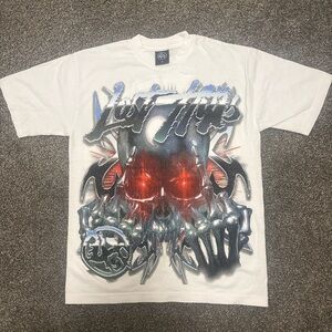White Graphic T-Shirt with Skull Design